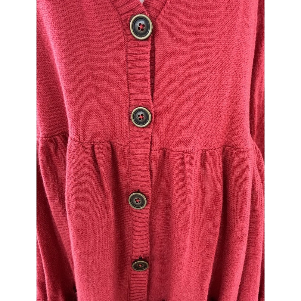 Matilda Jane Tiered Babydoll Cardigan Sweater Womens XS Red Peplum Lagenlook - Picture 3 of 12